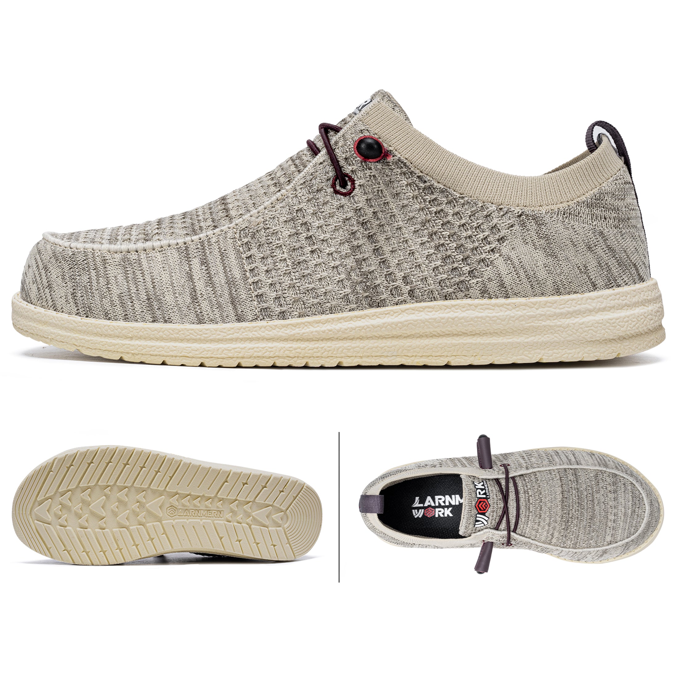 LARNMERN Slip On Steel Toe Shoes Men
