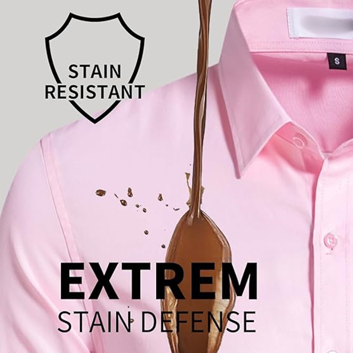 Men‘s Stain Resistant Dress Shirts Long Sleeve Button Down Anti Stain Shirts