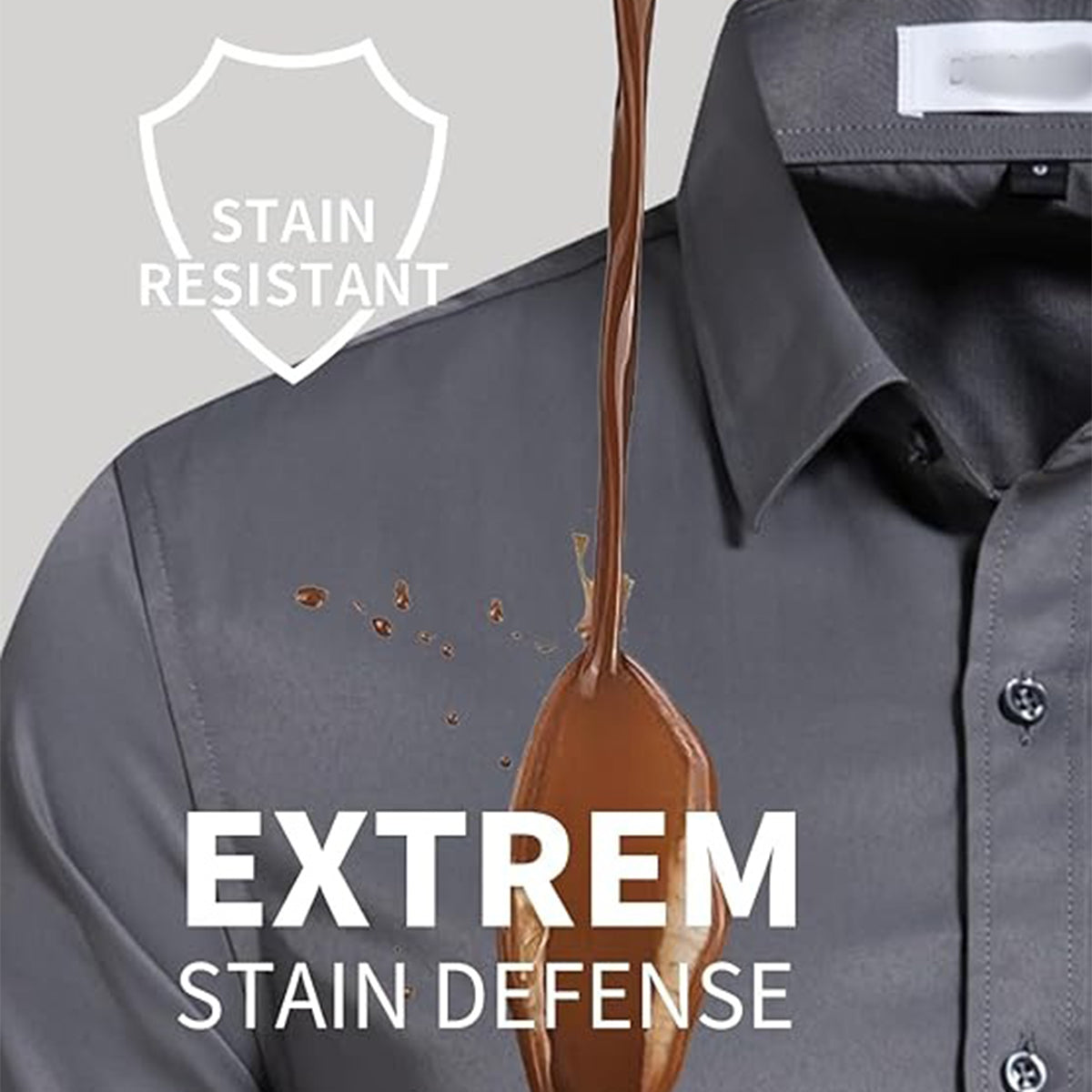 Men‘s Stain Resistant Dress Shirts Long Sleeve Button Down Anti Stain Shirts