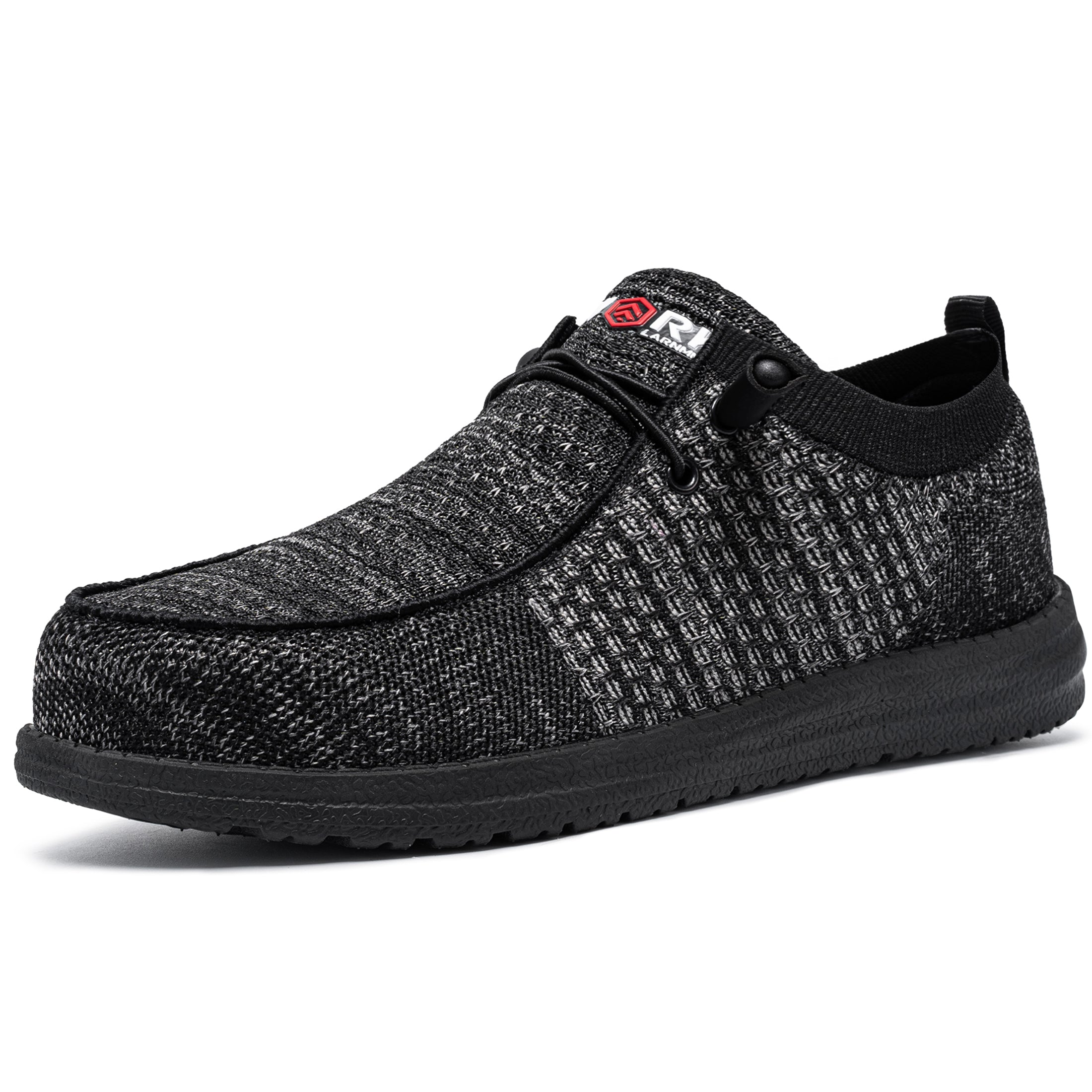 LARNMERN Slip On Steel Toe Shoes Men