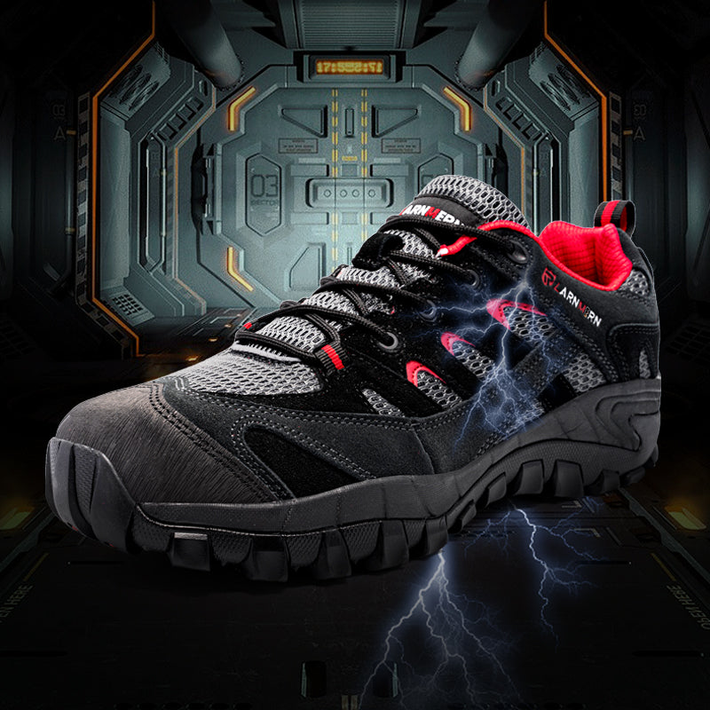 Larnmern Composite toe Safety Shoes for men, Anti-puncture Electric Hazard Lightweight Breathable Slip Resistant Work Shoes