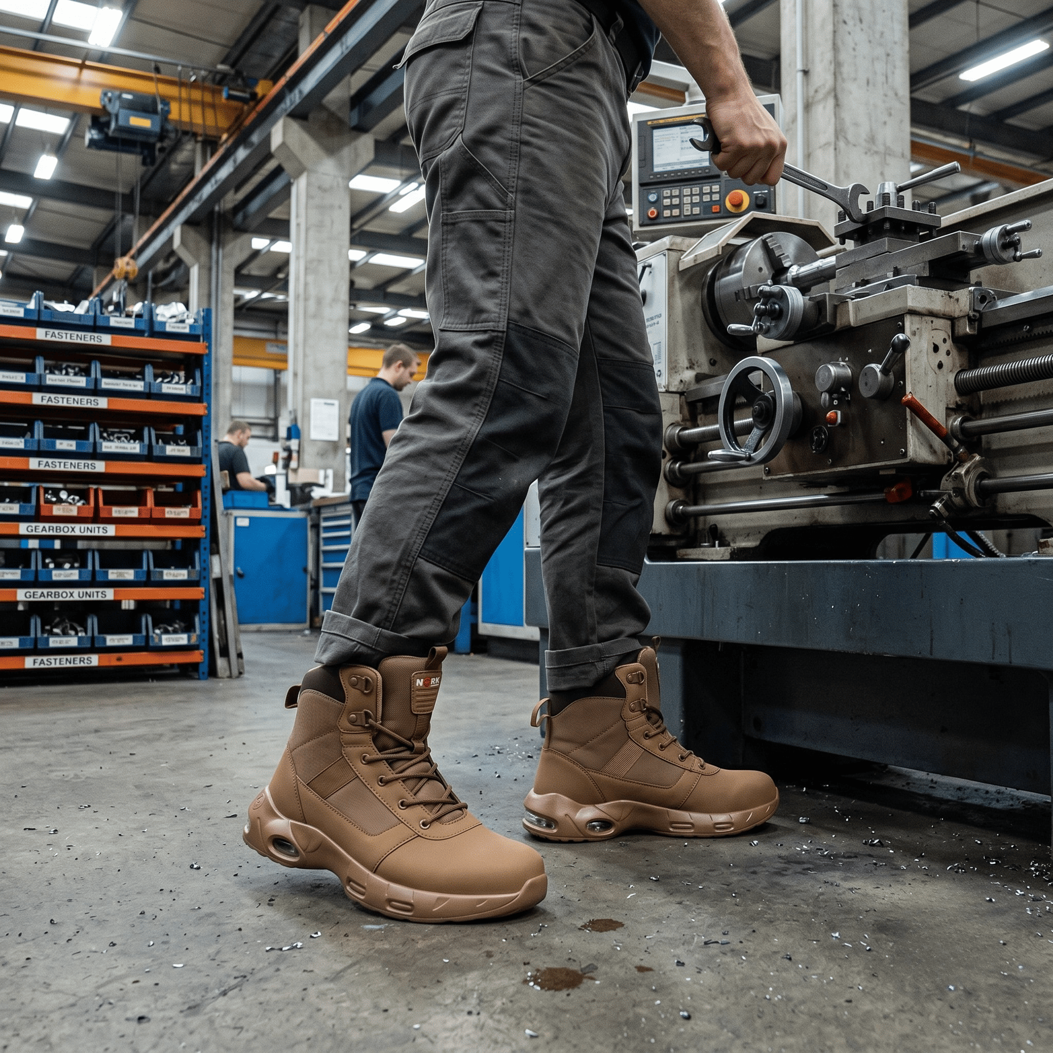 Larnmern Men High Top Non Slip Steel Toe Safety Work Boots Side Zipper Steel Toe Shoes, #41540