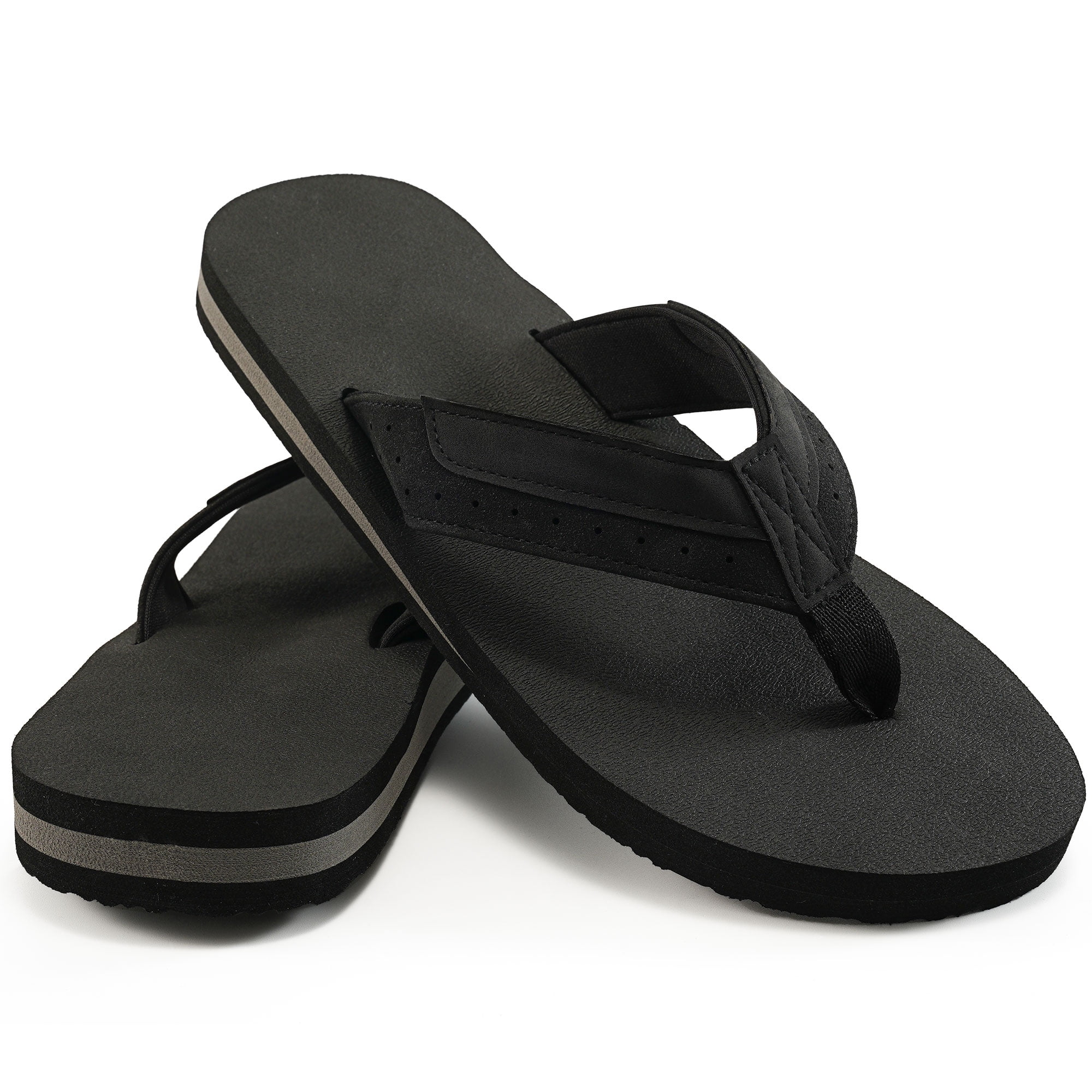Men's Leather Flip Flops With Arch Support Lightweight Summer Sandals