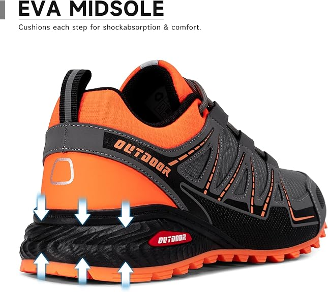 Men's Trail Running Sneakers Waterproof Lightweight Non-Slip Walking Hiking Shoes