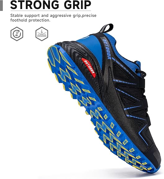 Men's Trail Running Sneakers Waterproof Lightweight Non-Slip Walking Hiking Shoes