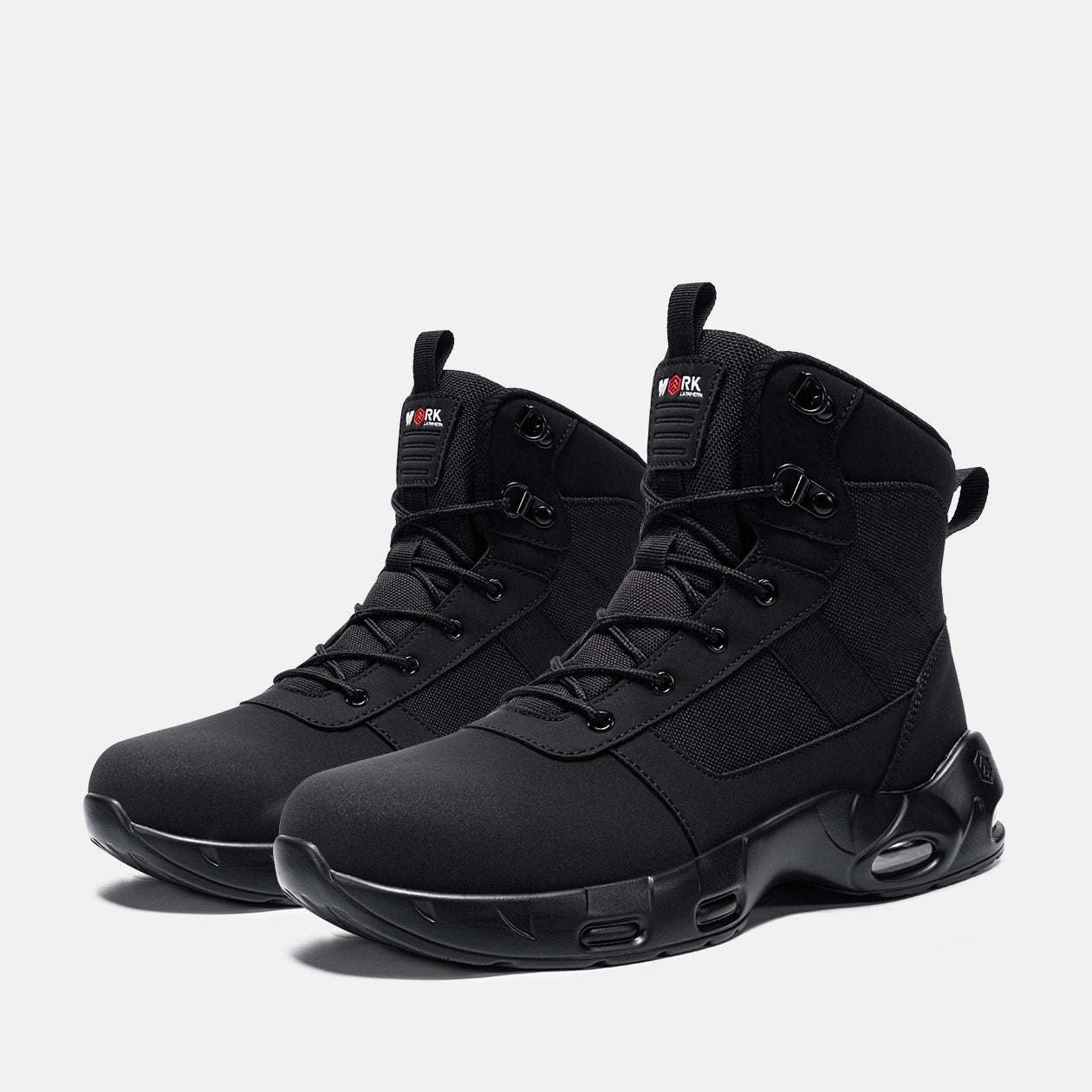 Larnmern Men High Top Non Slip Steel Toe Safety Work Boots Side Zipper Steel Toe Shoes, #41540