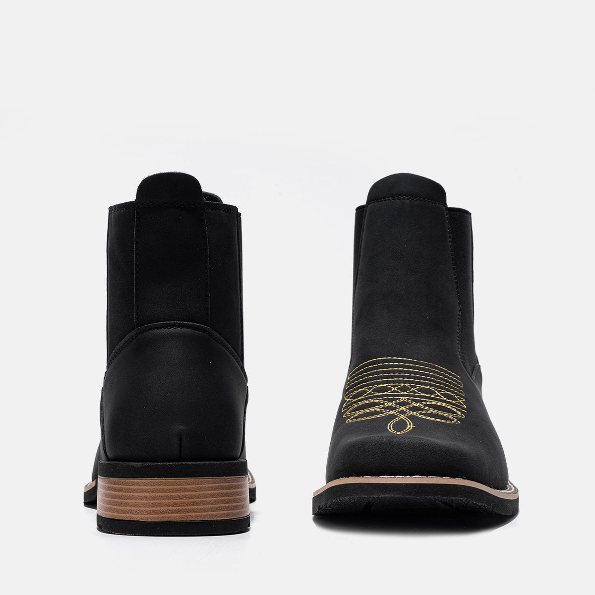 Men's Western Embroidered Chelsea Boots Square Toe Slip On Ankle Boots, #T2776493
