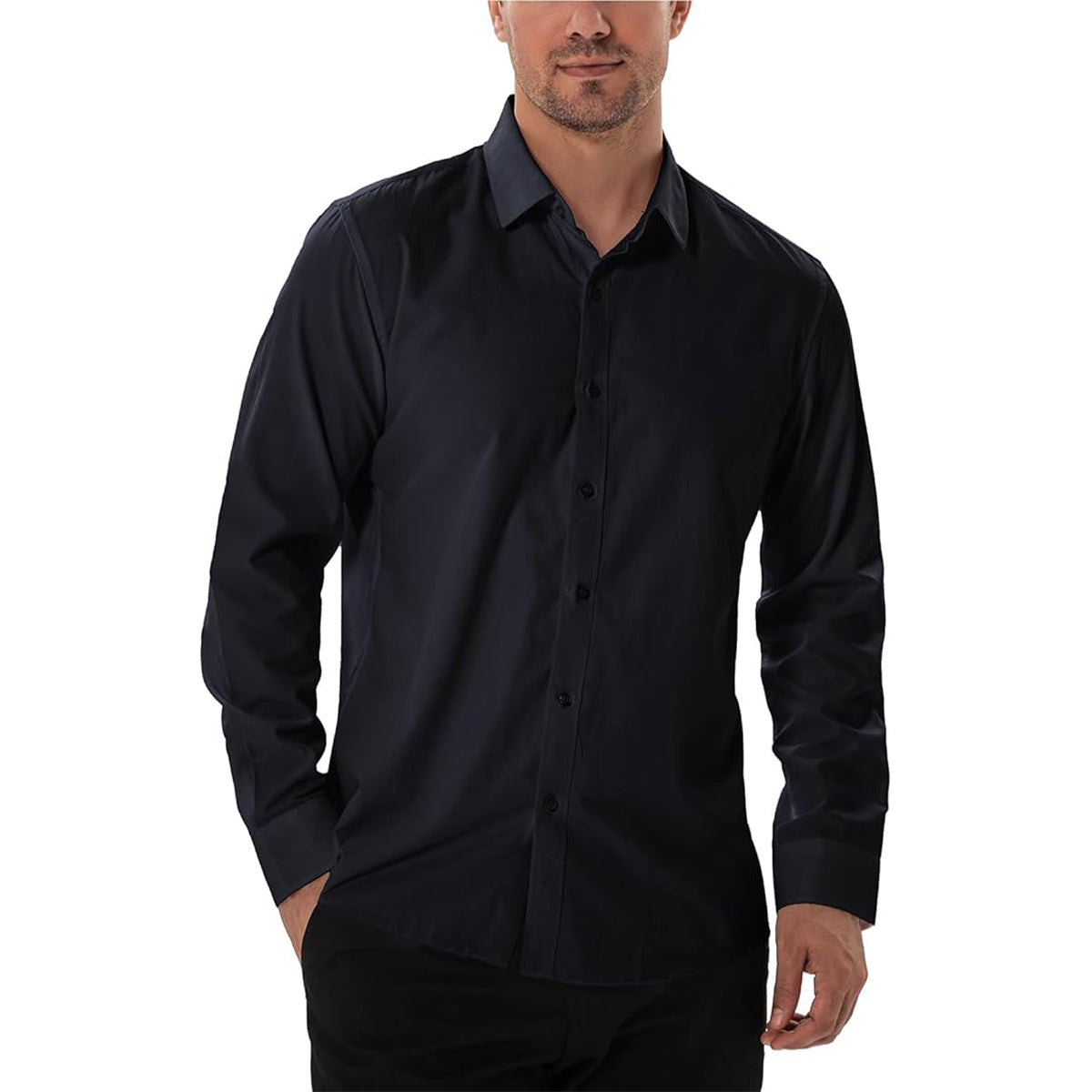 Men‘s Stain Resistant Dress Shirts Long Sleeve Button Down Anti Stain Shirts