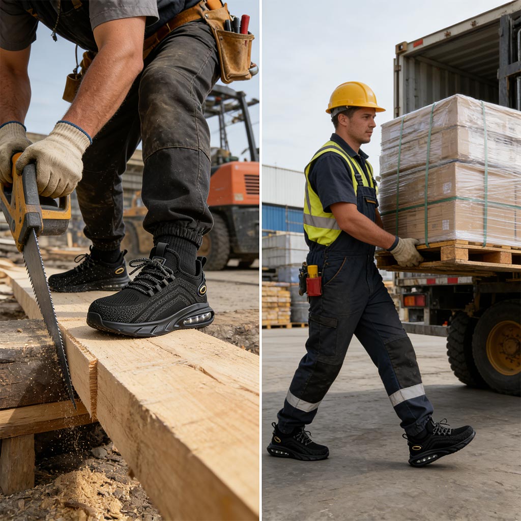 Men's Lightweight Steel Toe Sneakers Waterproof Lace Up Safety Work Shoes