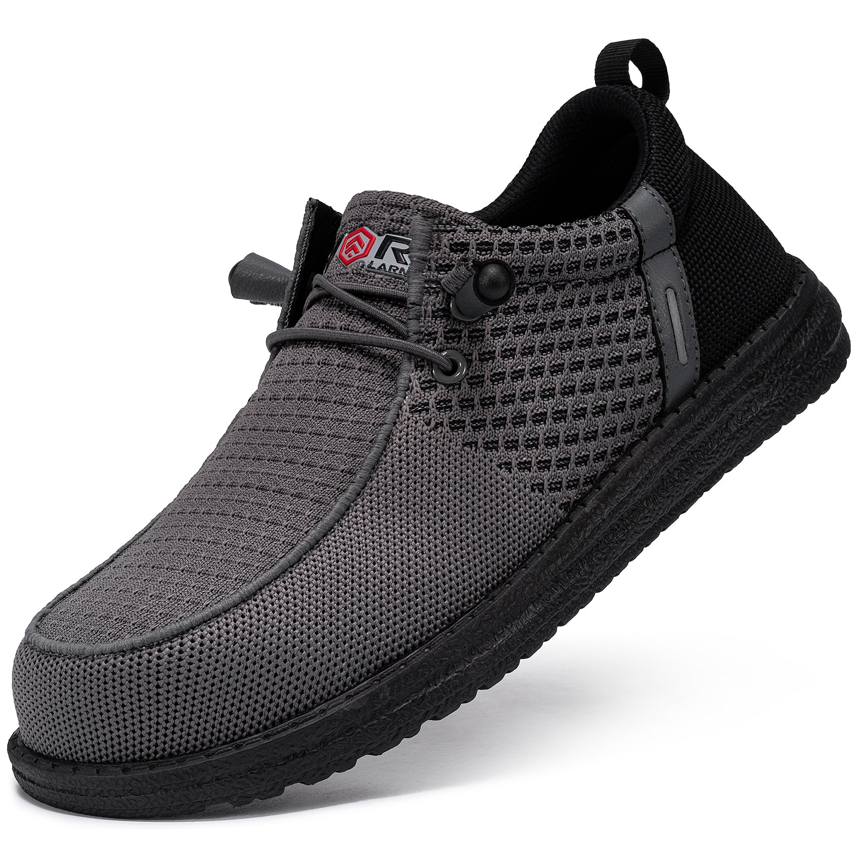 LARNMERN Slip On Steel Toe Shoes Men