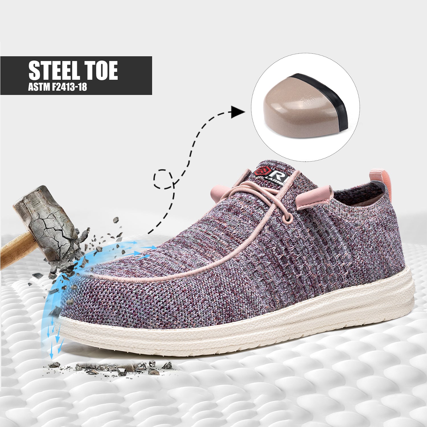 LARNMERN Steel Toe Loafers Women