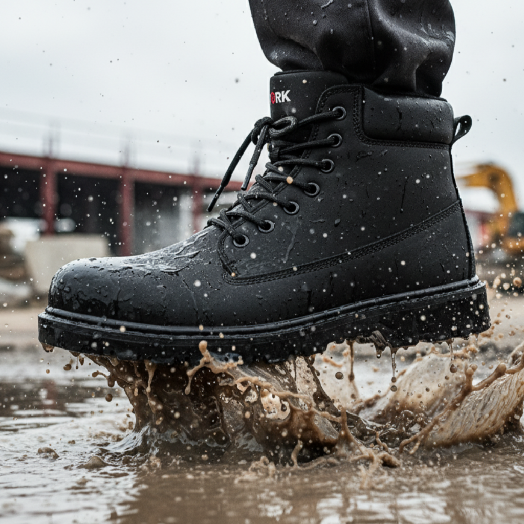 Larnmern Men's Slip Resistant Leather Work Boots Waterproof Shoes,#51632