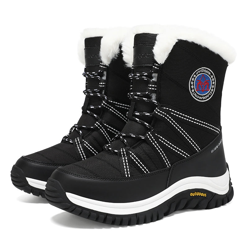 Women's Winter Fur Lined Waterproof Walking Boots Non Slip Snow Boots, #1790