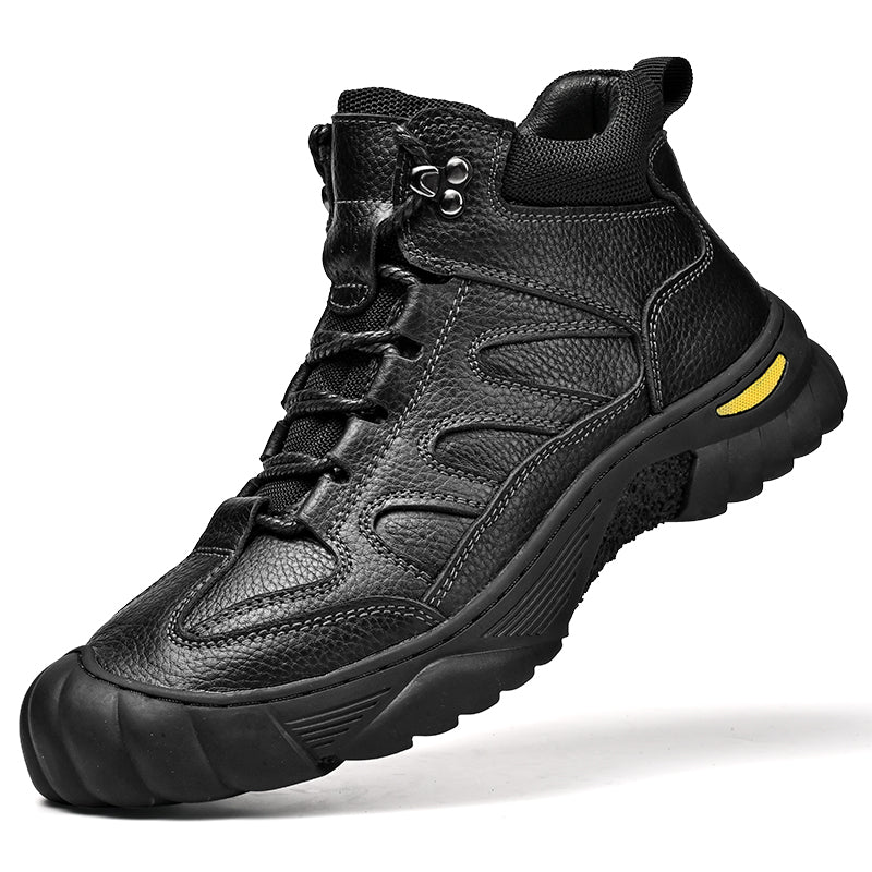 Men's Leather Lace Up Fur Lined Winter Boots Non Slip Casual Ankle Boot,#0618