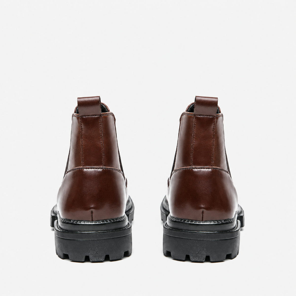 Men's Leather Brogue Chelsea Boots Wingtip Lug Sole Slip On Ankle Boots,#T2776496