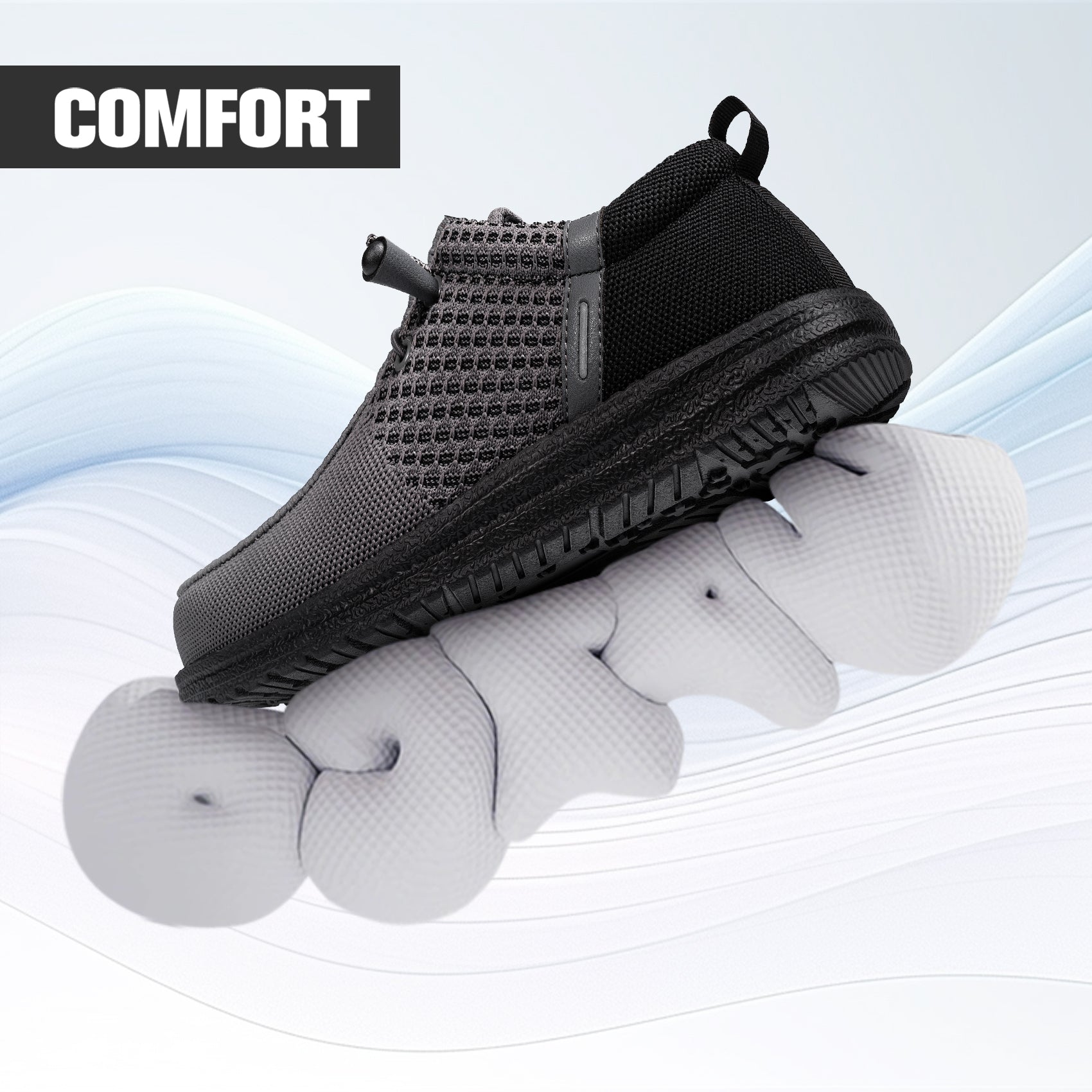 LARNMERN Slip On Steel Toe Shoes Men
