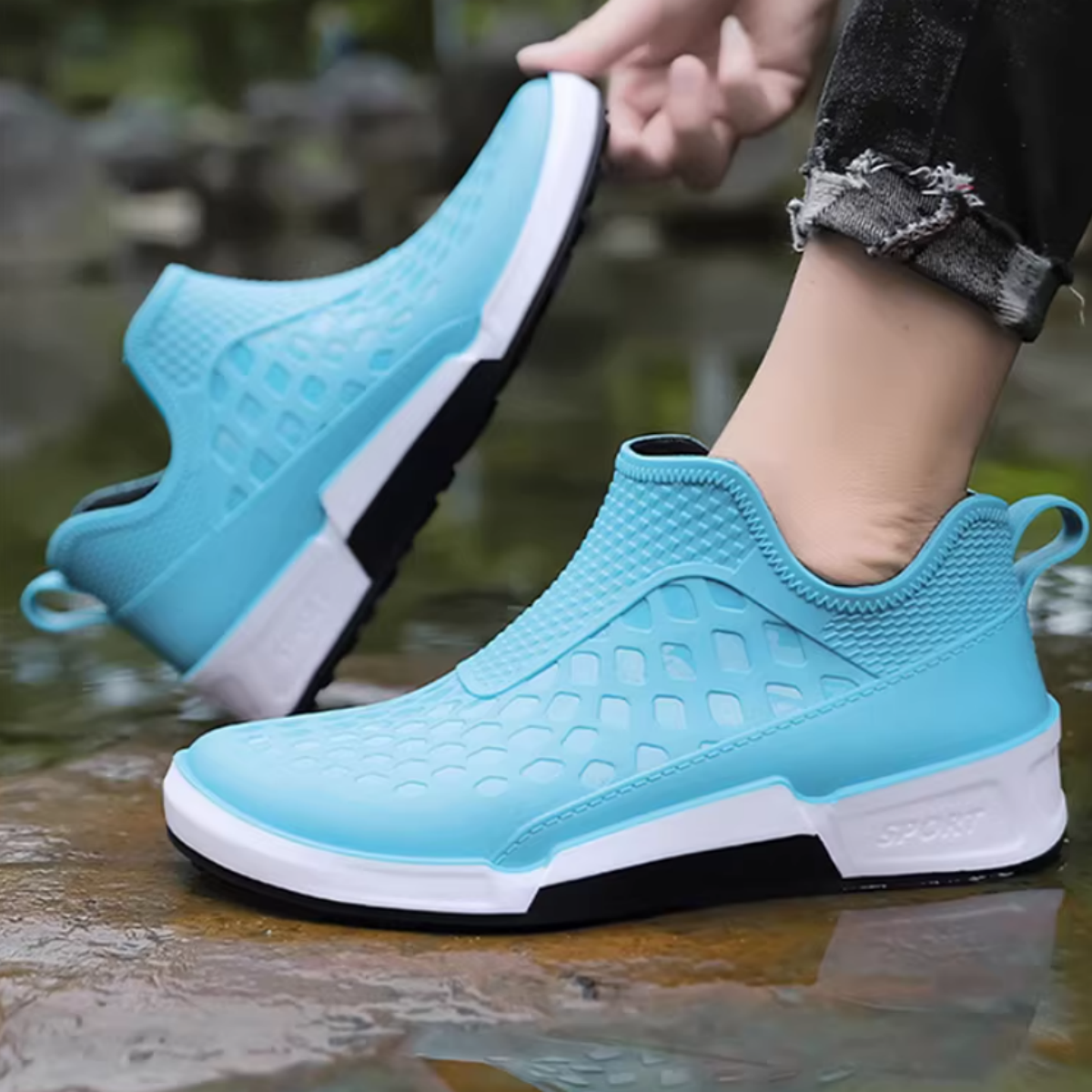 Men's Slip On Lightweight Rain Shoes Outdoor Waterproof Rubber Shoes