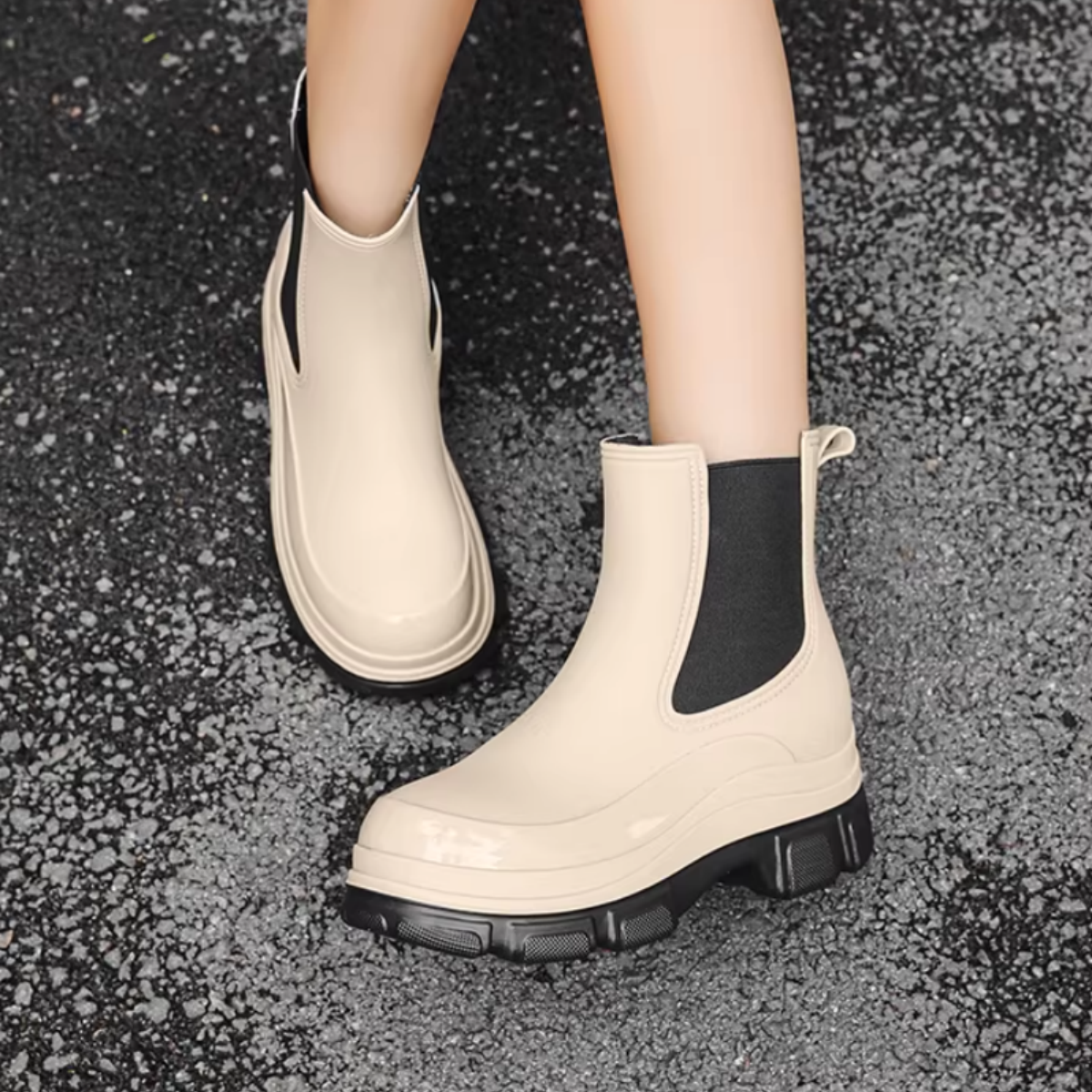 Women’s Waterproof Chelsea Rain Boots Anti-Slip Ankle Rain Shoes