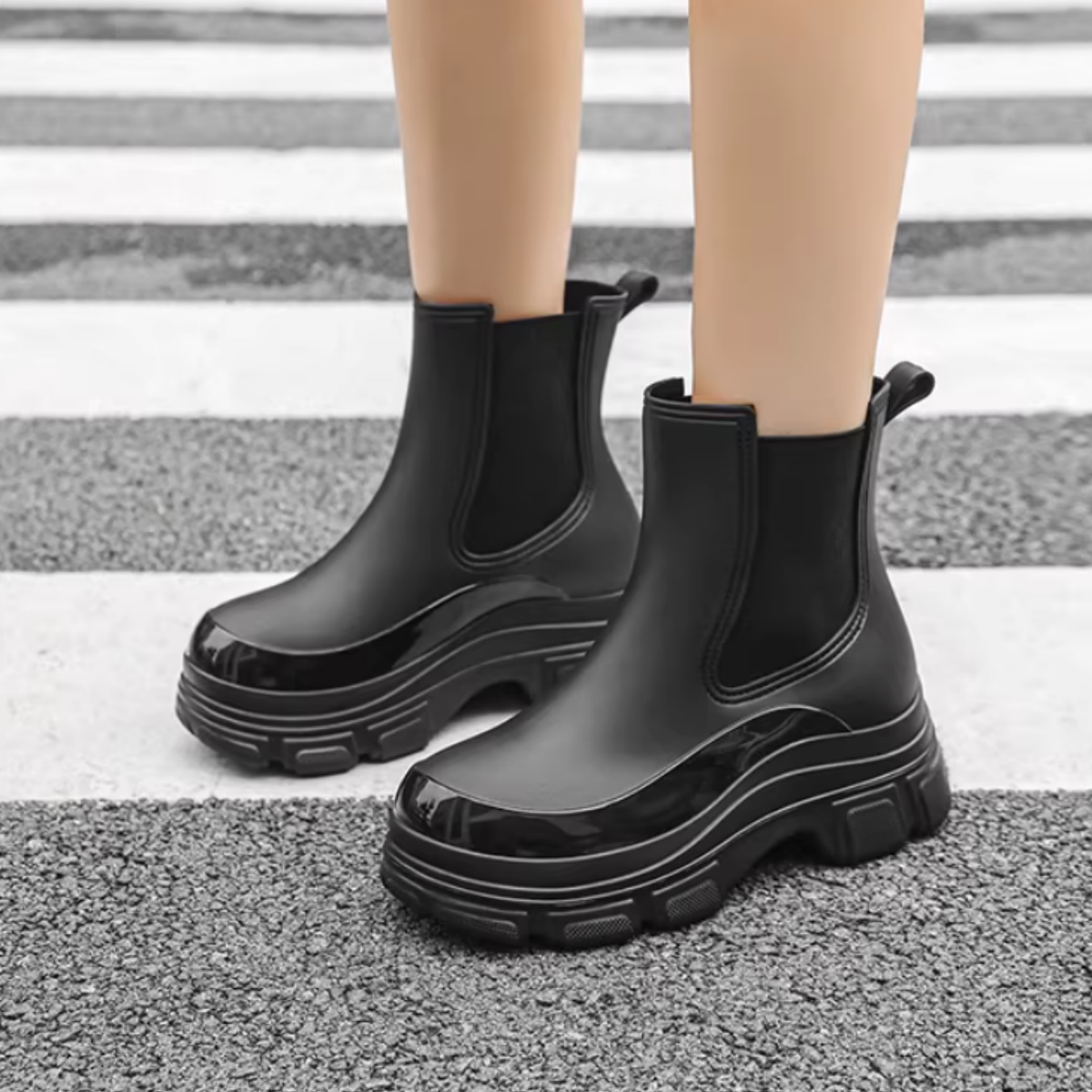 Women’s Waterproof Chelsea Rain Boots Anti-Slip Ankle Rain Shoes