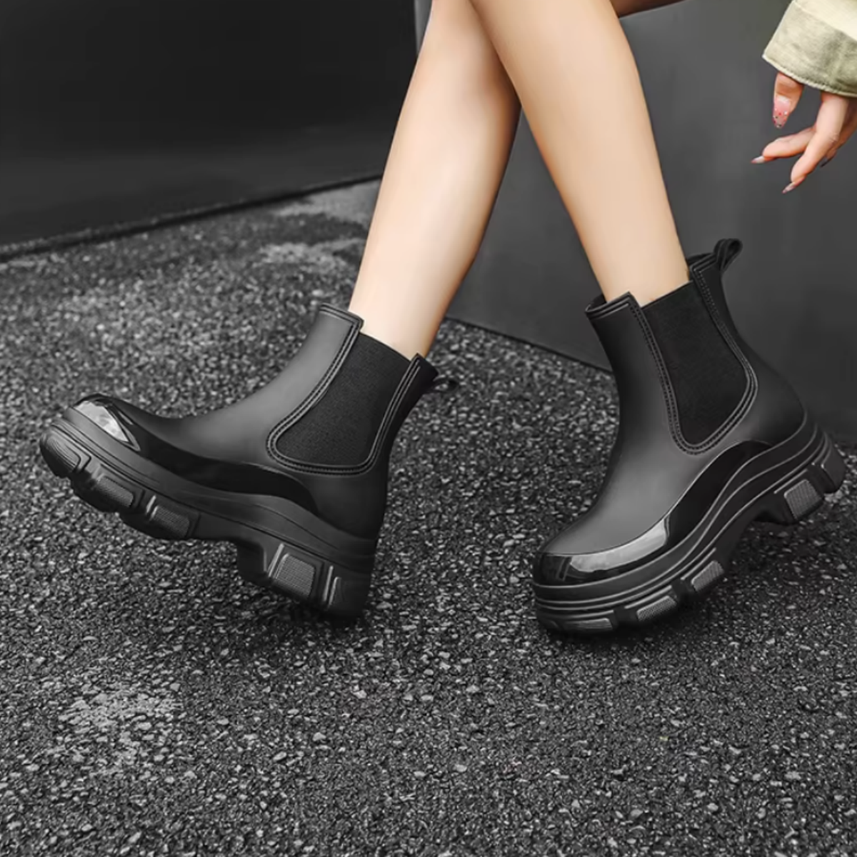 Women’s Waterproof Chelsea Rain Boots Anti-Slip Ankle Rain Shoes