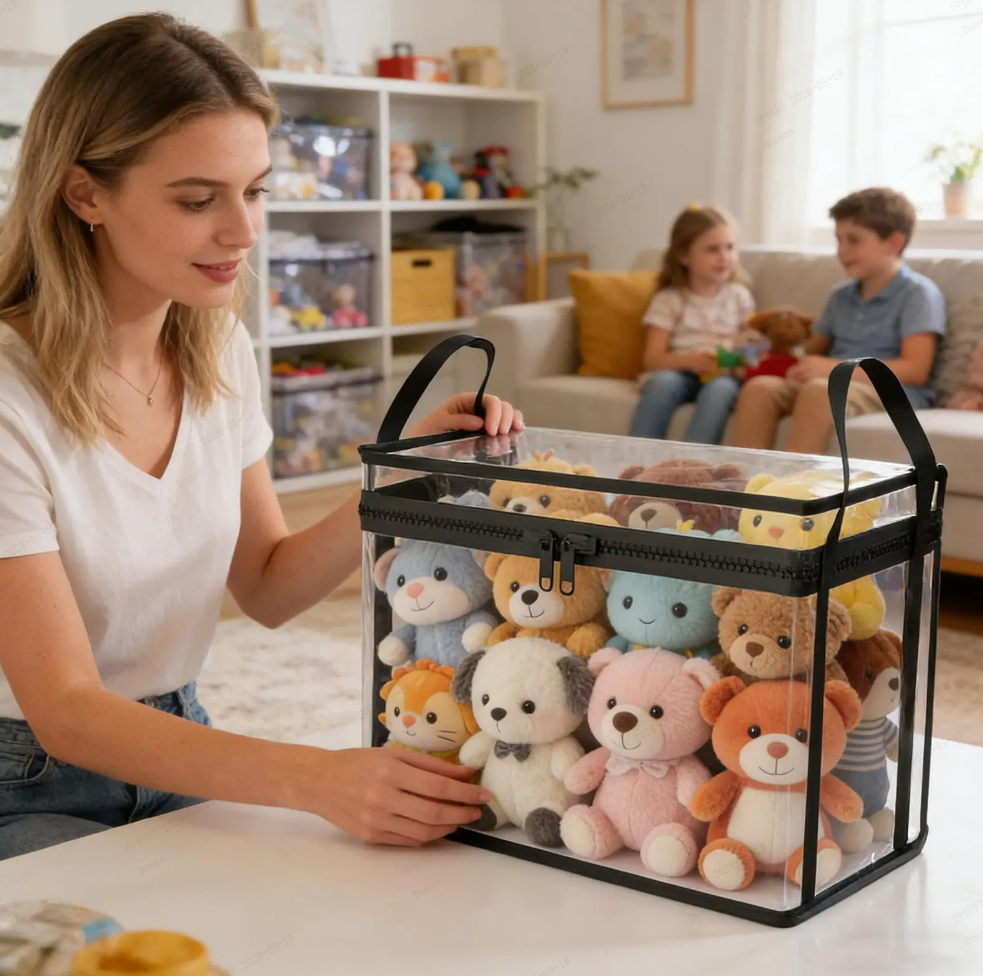 Large Clear Thick Plastic Storage Box with Hinged Lid, Heavy-Duty Durable High Capacity Organizer, Perfect for Home, Camping, Travel, Attic and Moving