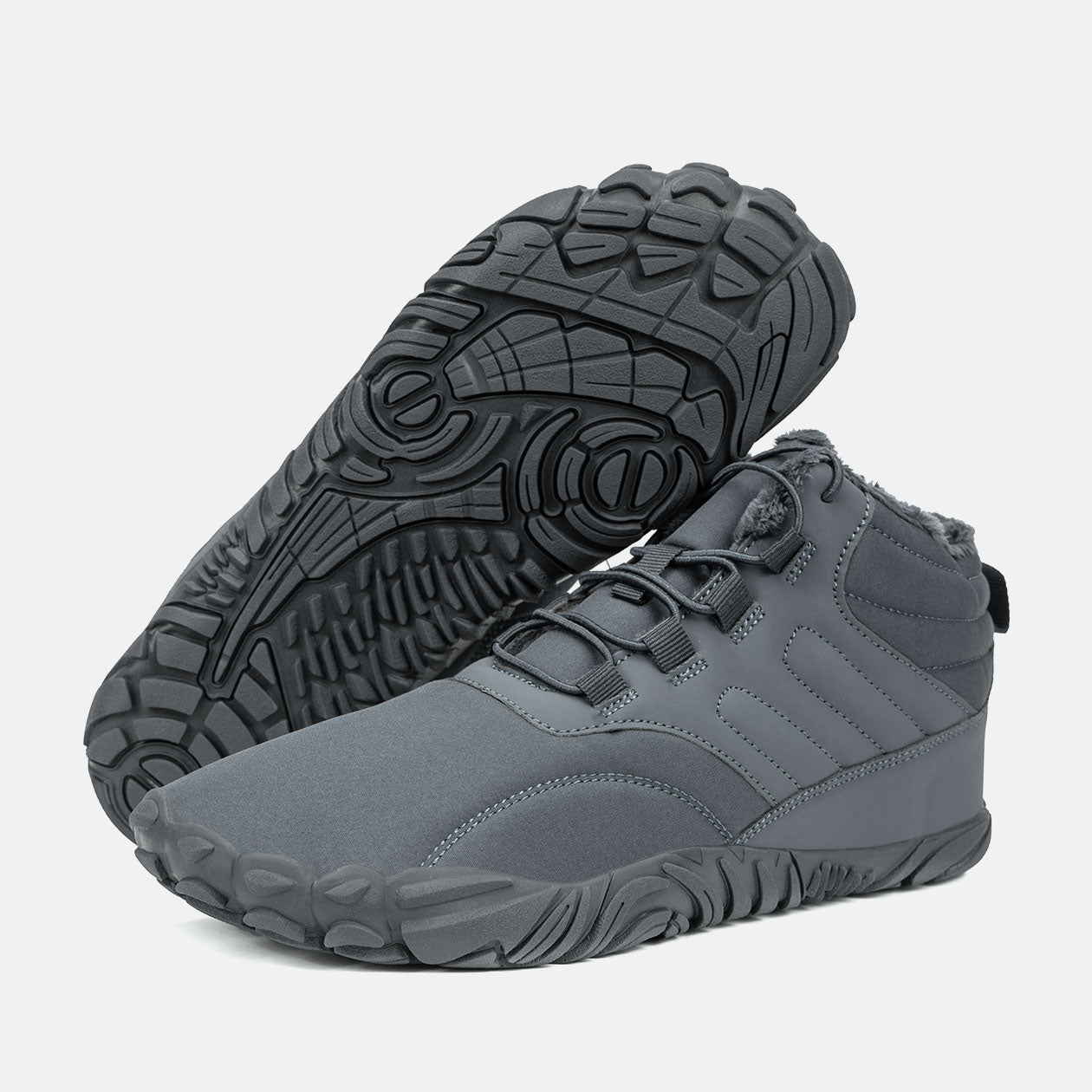 Waterproof Non-Slip Winter Barefoot Boots Fur Lined Wide Toe Box Hiking Shoes  For Women Men