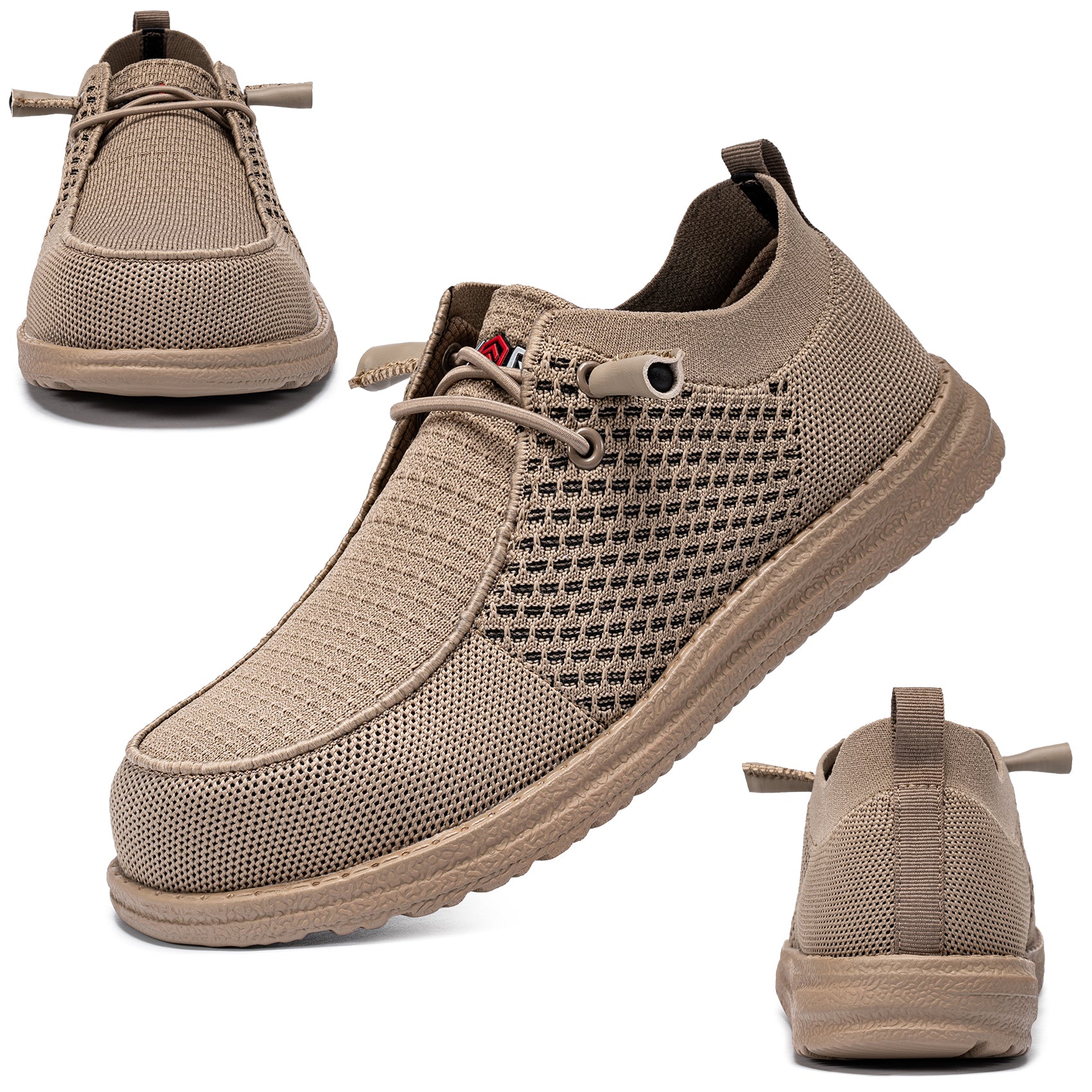 LARNMERN Slip On Steel Toe Shoes Men
