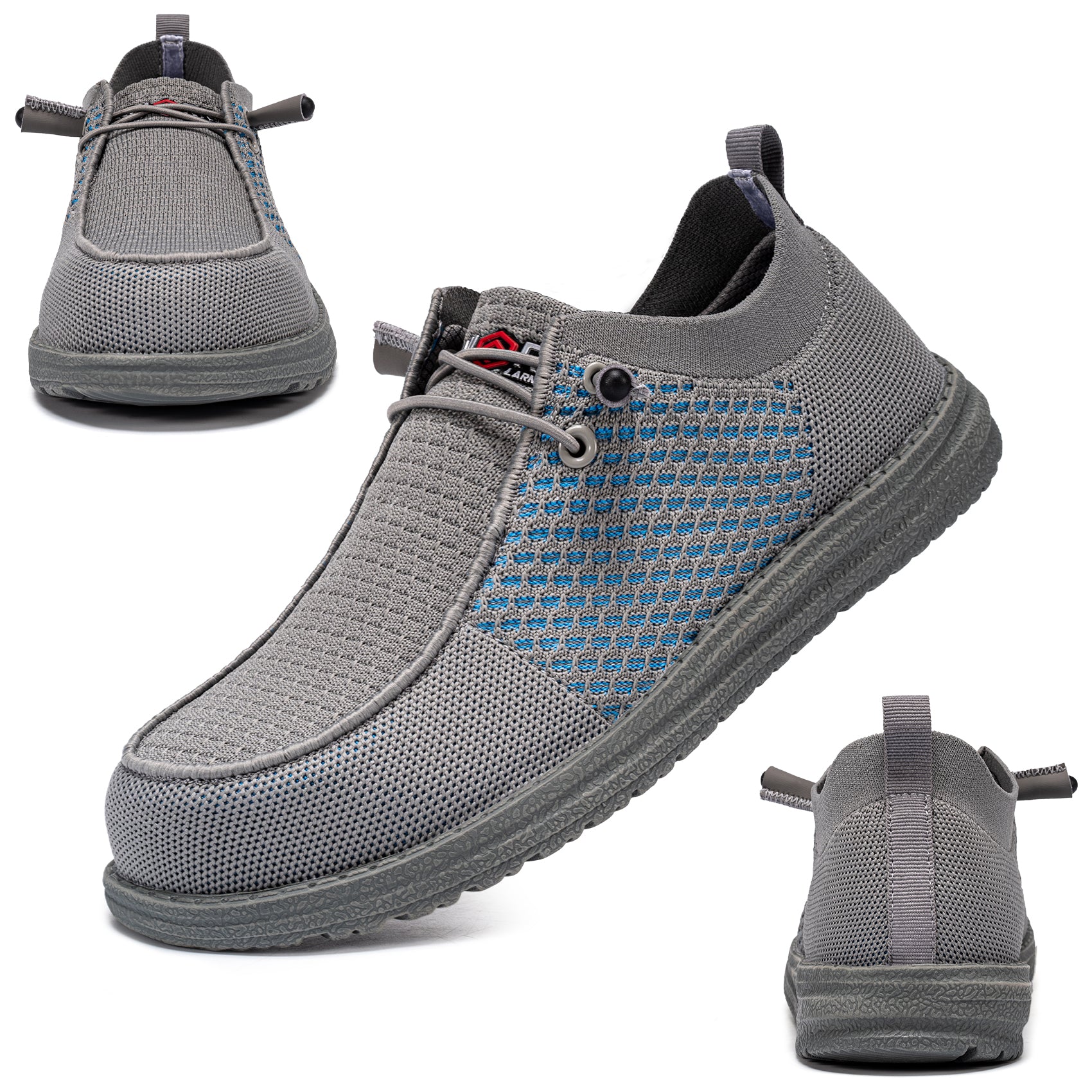 LARNMERN Slip On Steel Toe Shoes Men