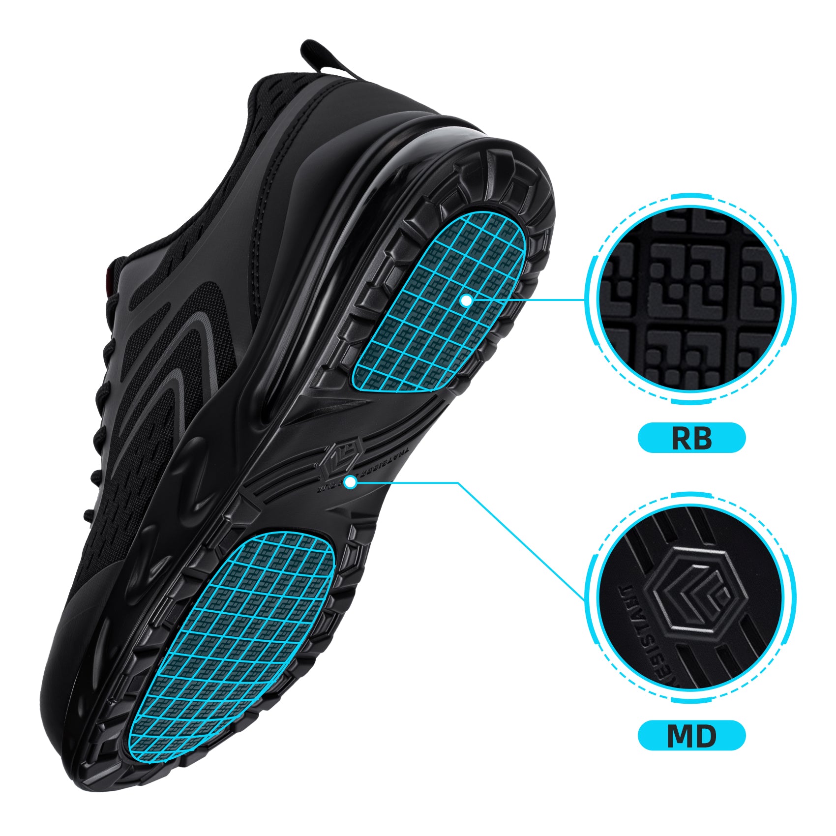 LARNMERN Non Slip Resistant Work Shoes for Men Chef Shoes