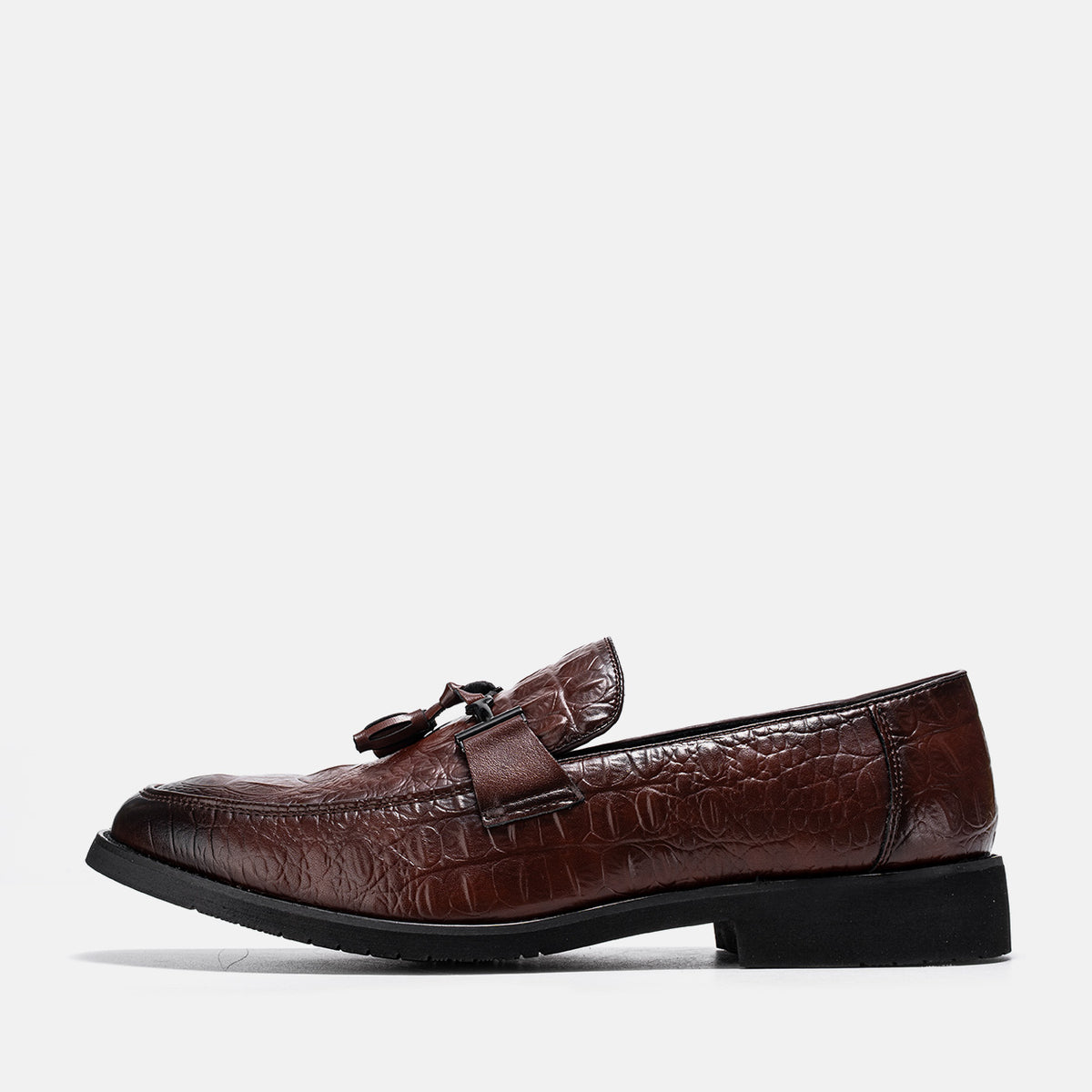 Men's Croc-Embossed Metal Tassel Loafers Slip OnCasual Dress Shoes, #DM2776399