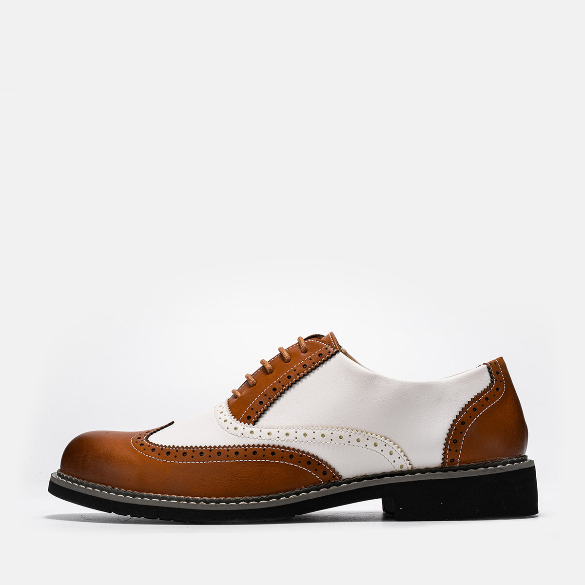Men's Two-Tone Wingtip Brogue Spectator Shoes Vintage Lace Up Oxford Dress Shoes, #DM2776398