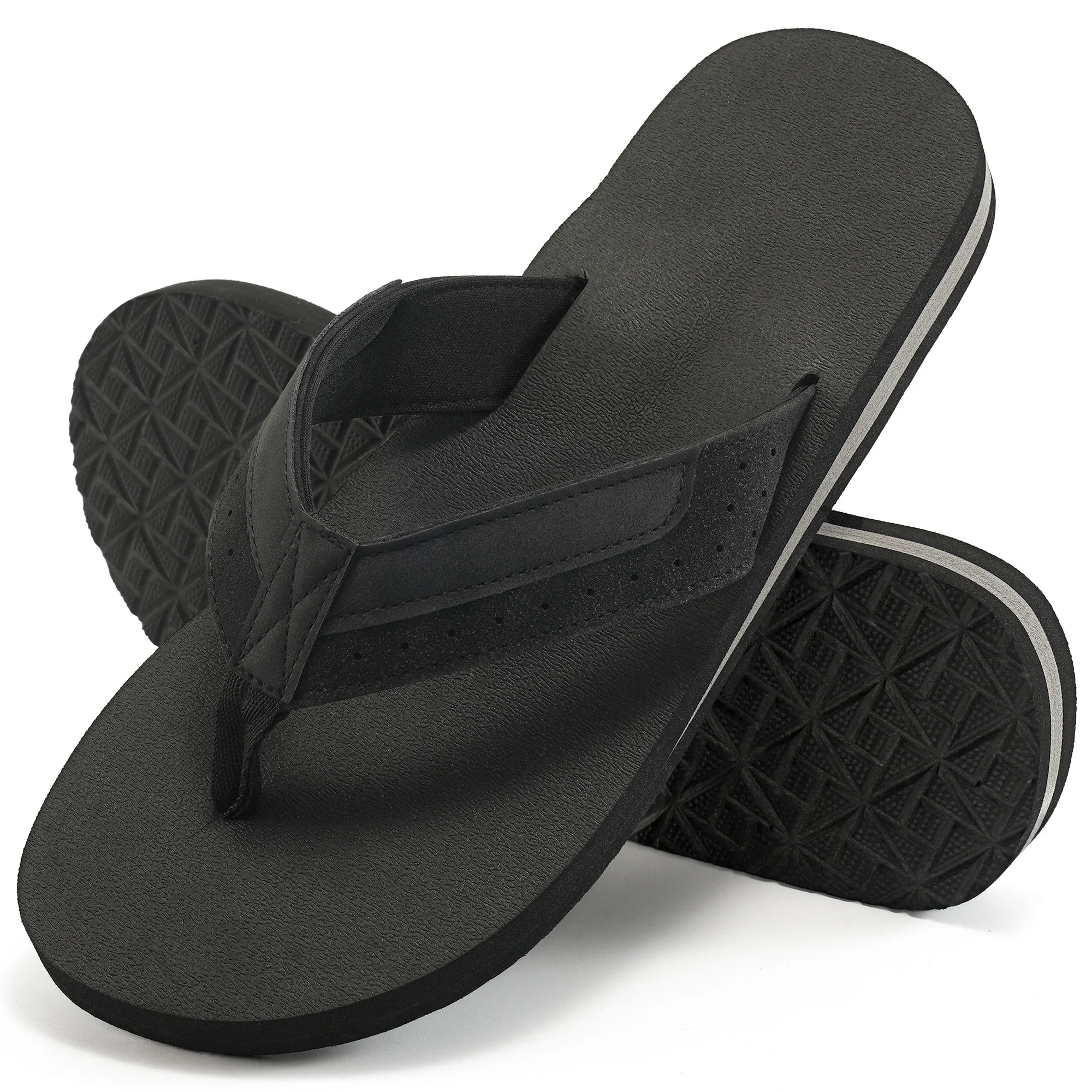 Men's Leather Flip Flops With Arch Support Lightweight Summer Sandals