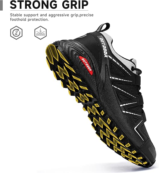 Men's Trail Running Sneakers Waterproof Lightweight Non-Slip Walking Hiking Shoes
