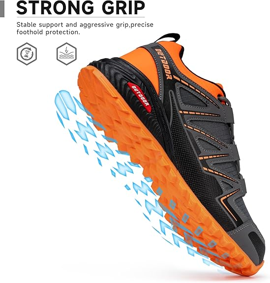 Men's Trail Running Sneakers Waterproof Lightweight Non-Slip Walking Hiking Shoes