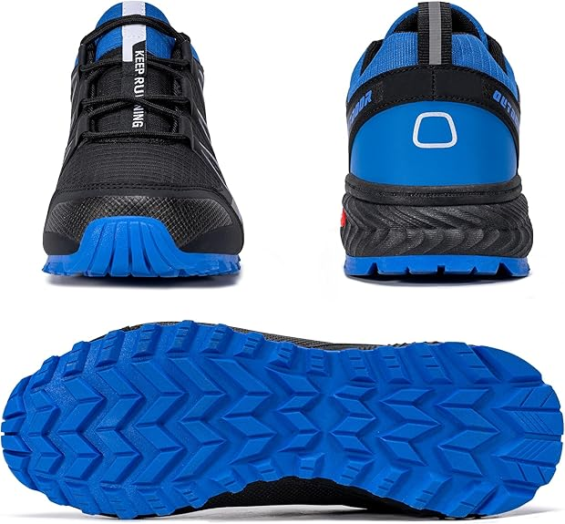Men's Trail Running Sneakers Waterproof Lightweight Non-Slip Walking Hiking Shoes