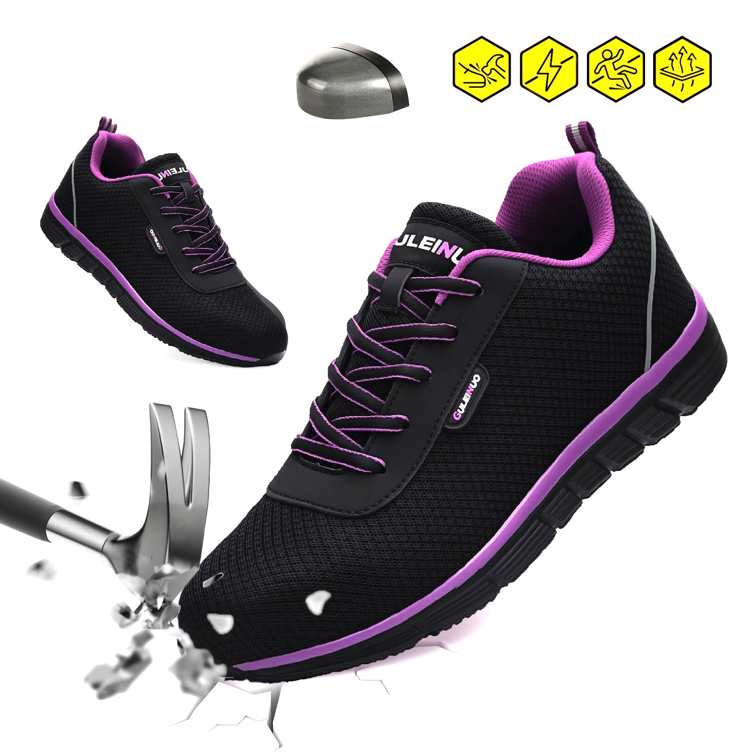LARNMERN Women's Steel Toe Safety Shoes