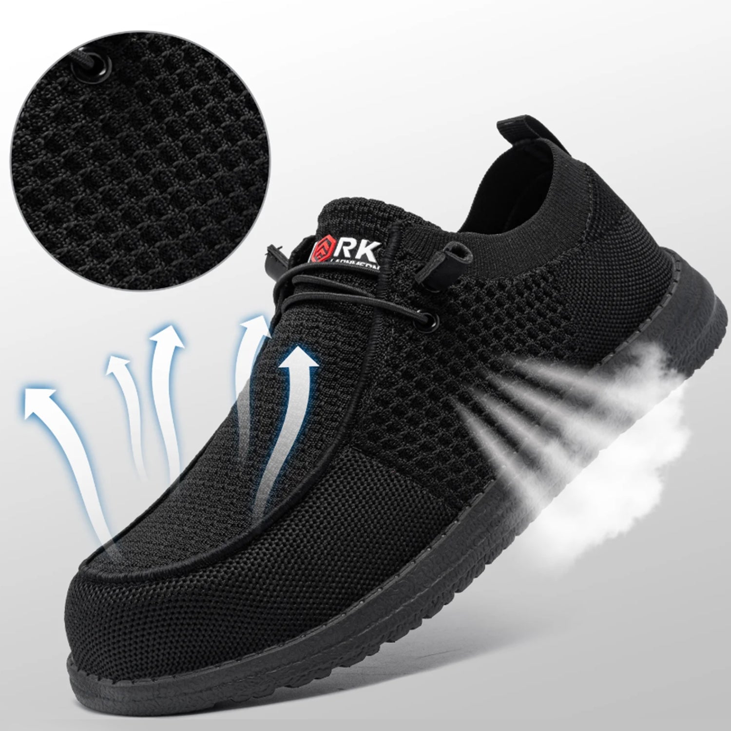 LARNMERN Slip On Steel Toe Shoes Men