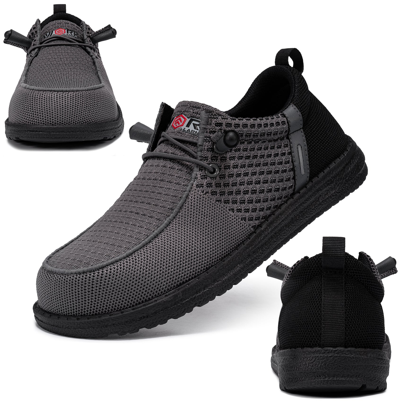 LARNMERN Slip On Steel Toe Shoes Men