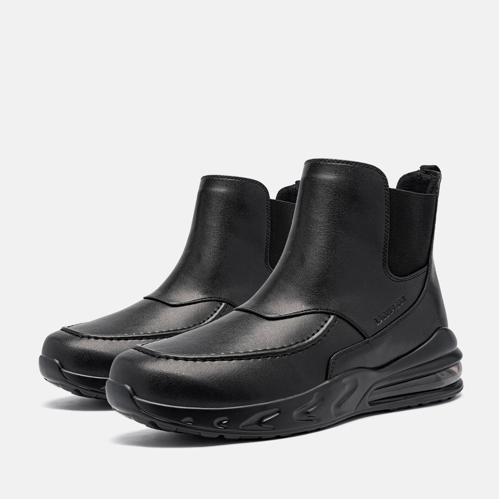 Larnmern Men's Non-slip Waterproof Slip-on Work Boots, Black #31183