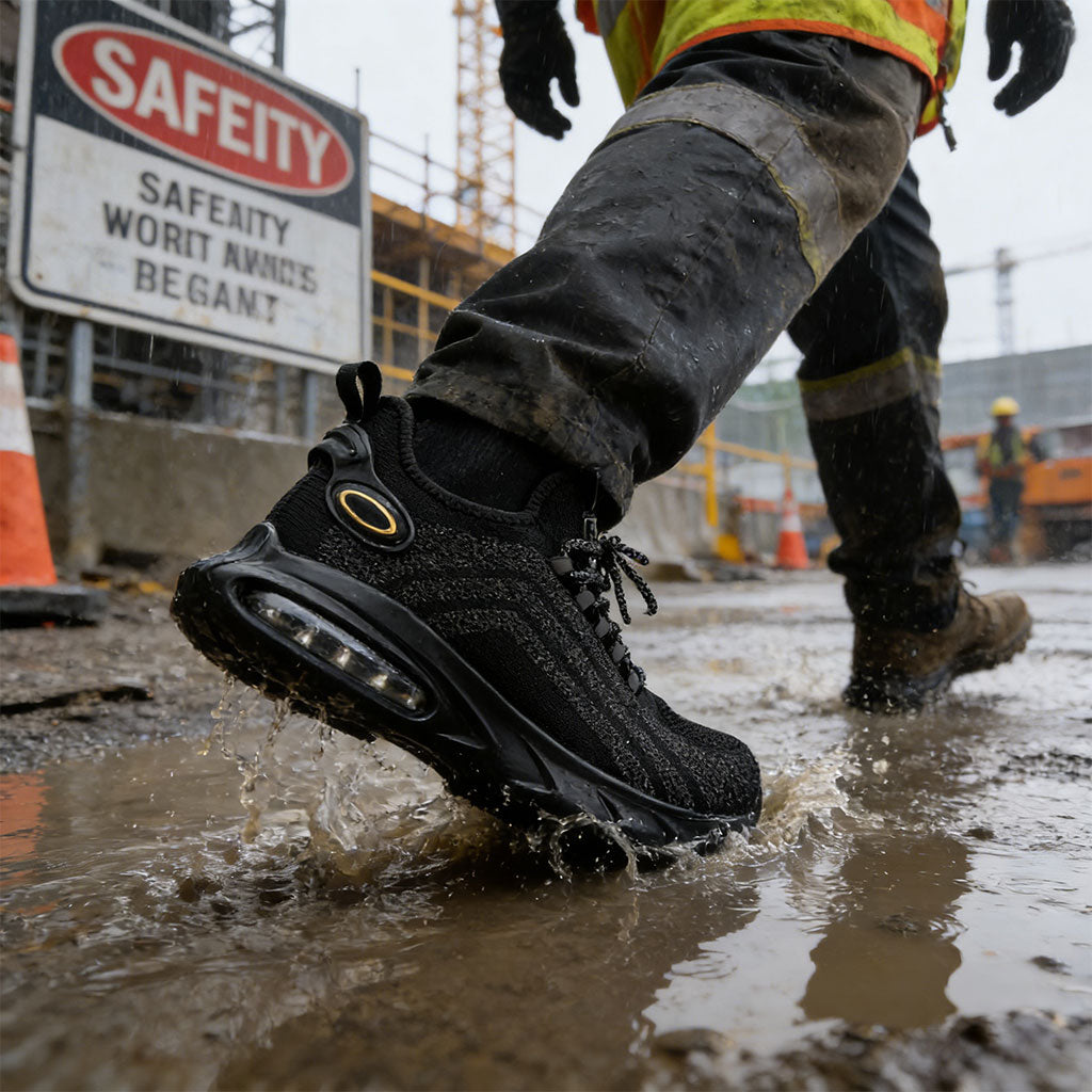 Men's Lightweight Steel Toe Sneakers Waterproof Lace Up Safety Work Shoes