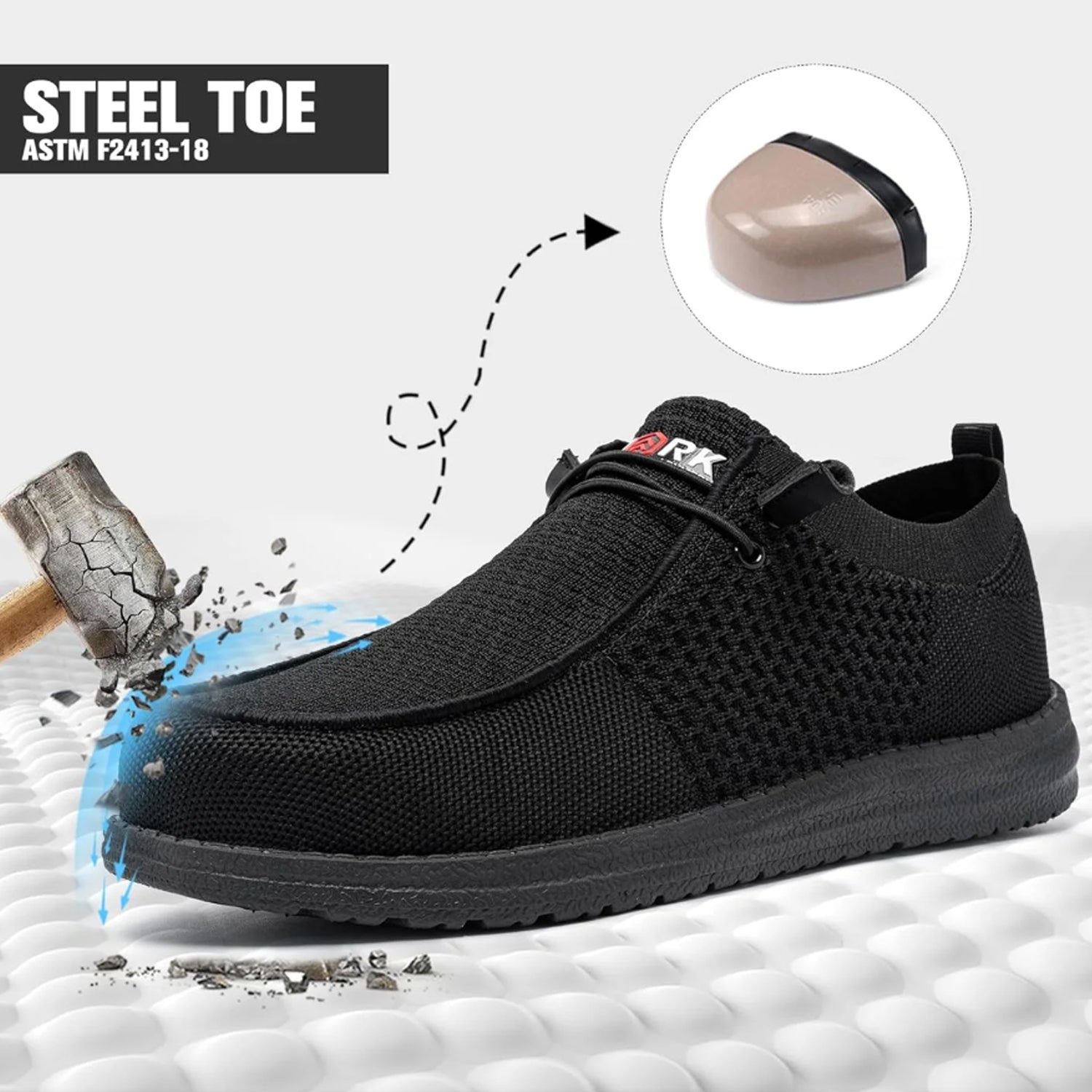LARNMERN Slip On Steel Toe Shoes Men