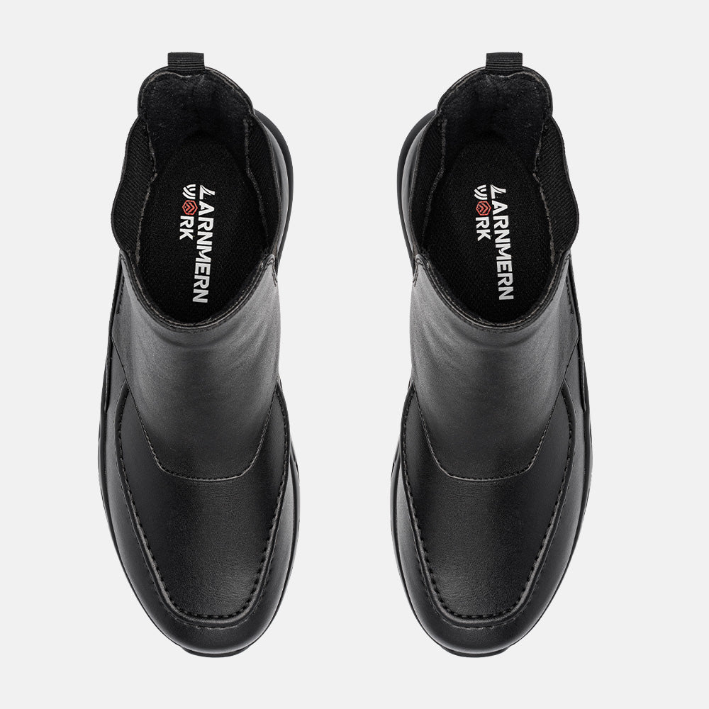 Larnmern Men's Non-slip Waterproof Slip-on Work Boots, Black #31183
