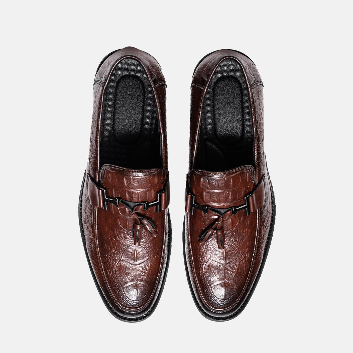 Men's Croc-Embossed Metal Tassel Loafers Slip OnCasual Dress Shoes, #DM2776399