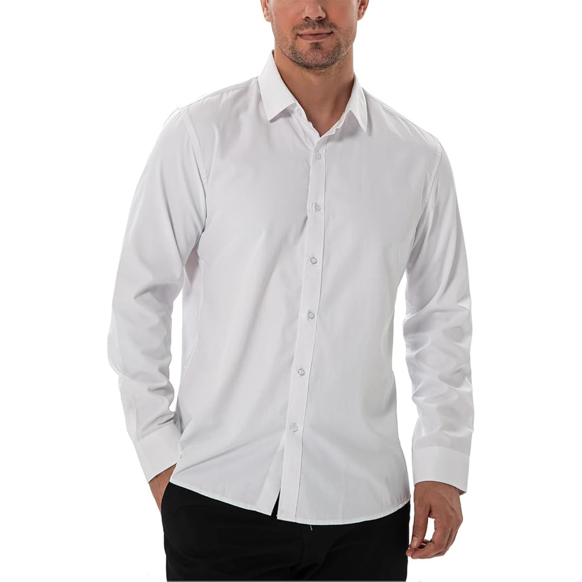 Men‘s Stain Resistant Dress Shirts Long Sleeve Button Down Anti Stain Shirts