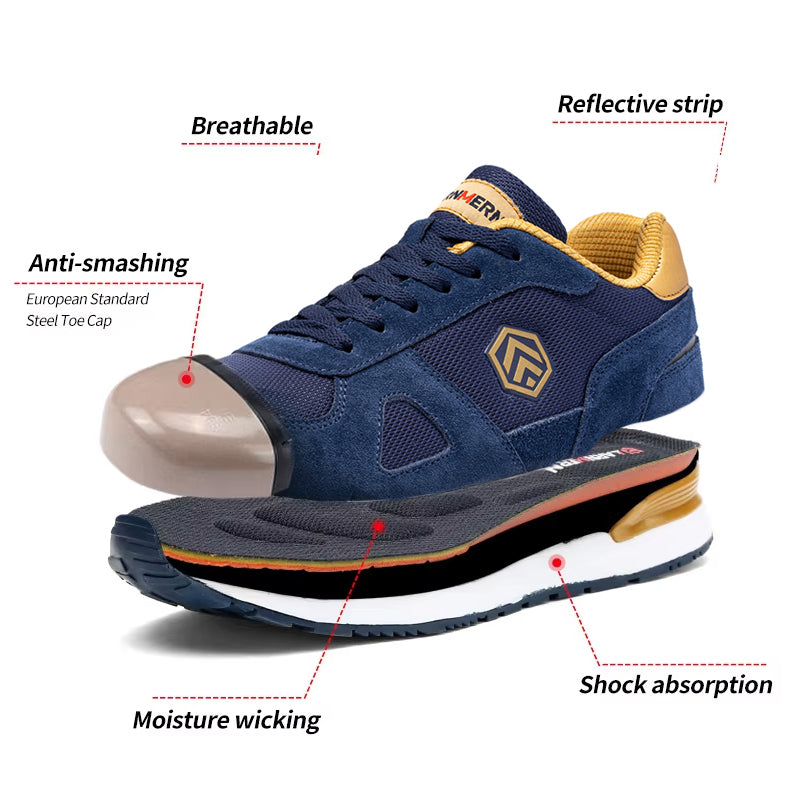 LARNMERN Men Steel Toe Shoes