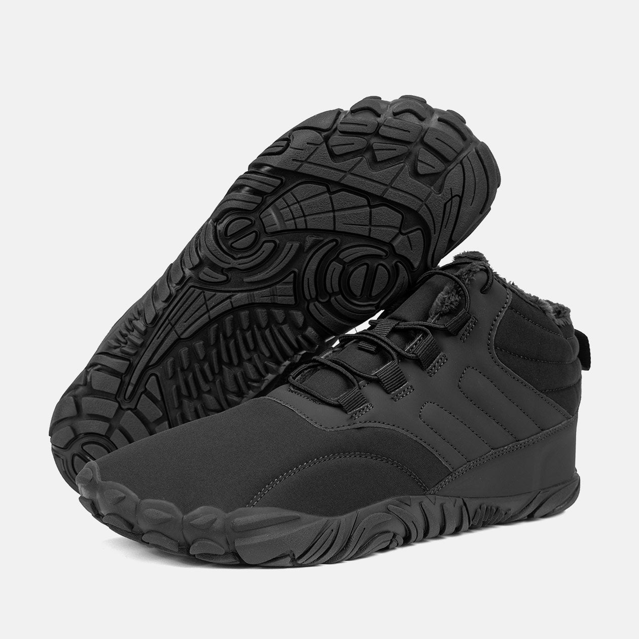 Waterproof Non-Slip Winter Barefoot Boots Fur Lined Wide Toe Box Hiking Shoes  For Women Men