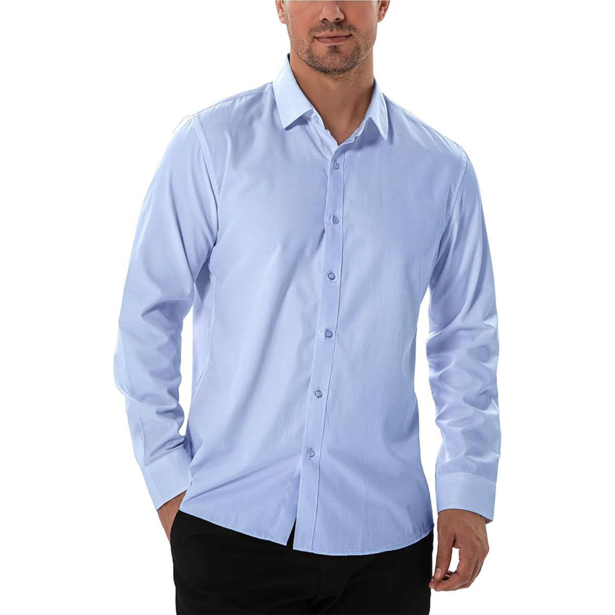 Men‘s Stain Resistant Dress Shirts Long Sleeve Button Down Anti Stain Shirts