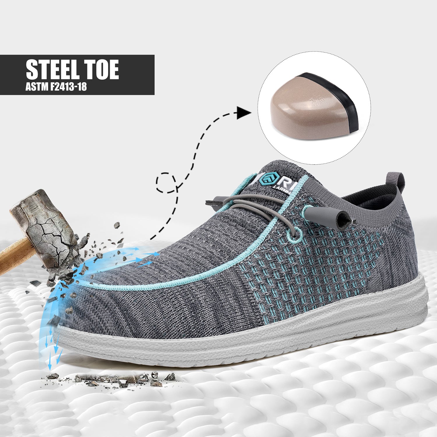 LARNMERN Steel Toe Loafers Women