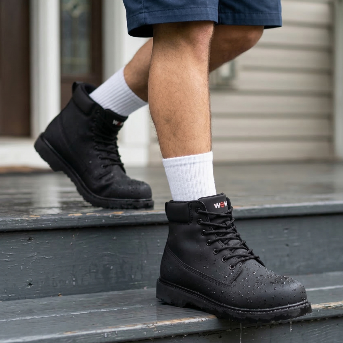 Larnmern Men's Slip Resistant Leather Work Boots Waterproof Shoes,#51632