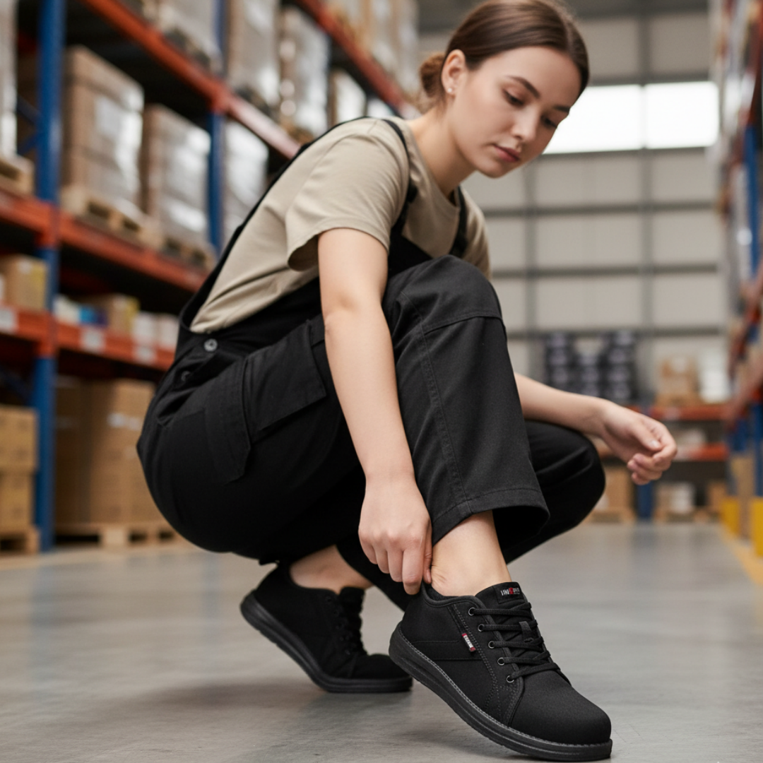 Larnmern Women's Hand Free Slip On Steel Toe Work Shoes Lightweight Safety Toe Sneakers,#41440